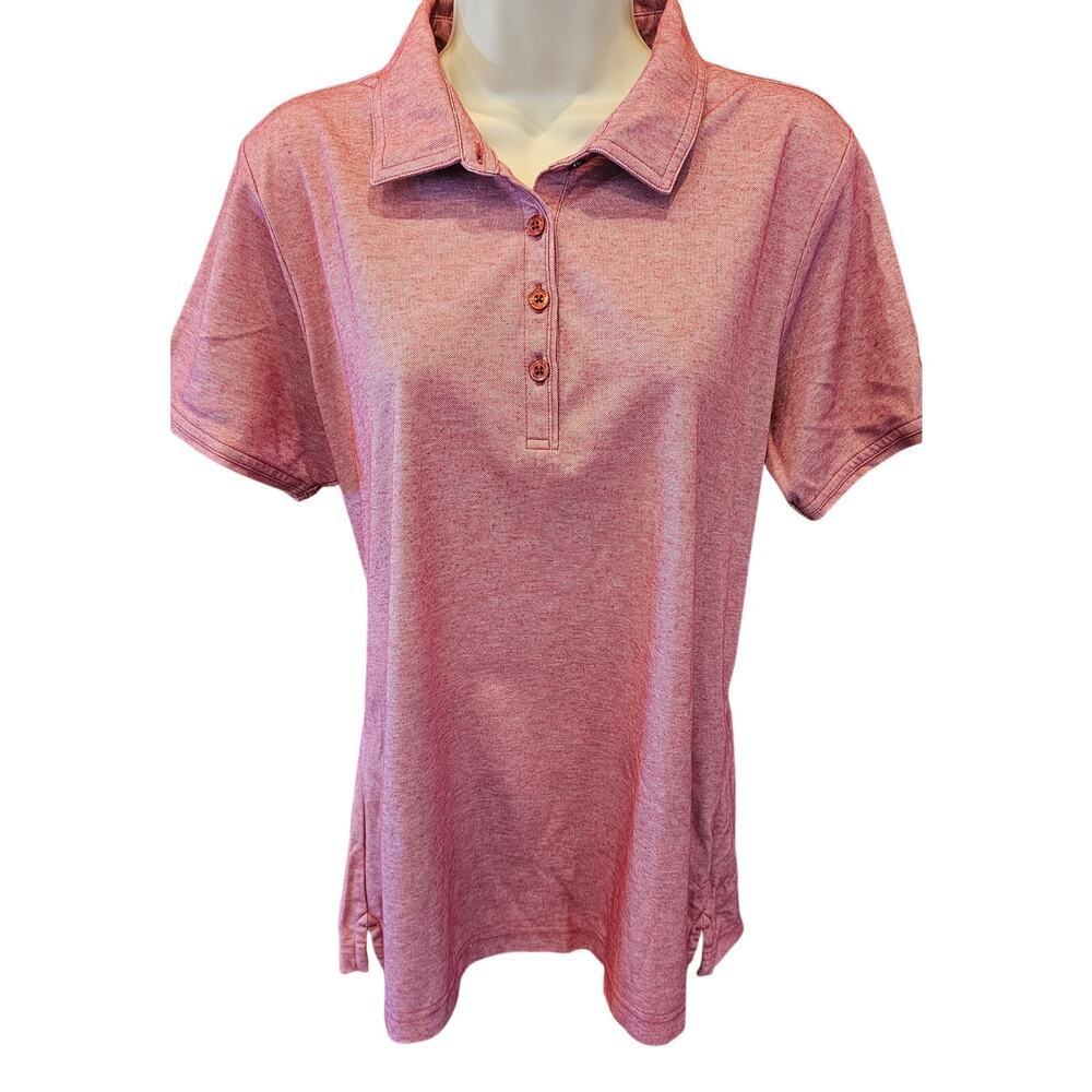 Travis mathews womens XL red performance golf polo w/ club logo pima Peruvian